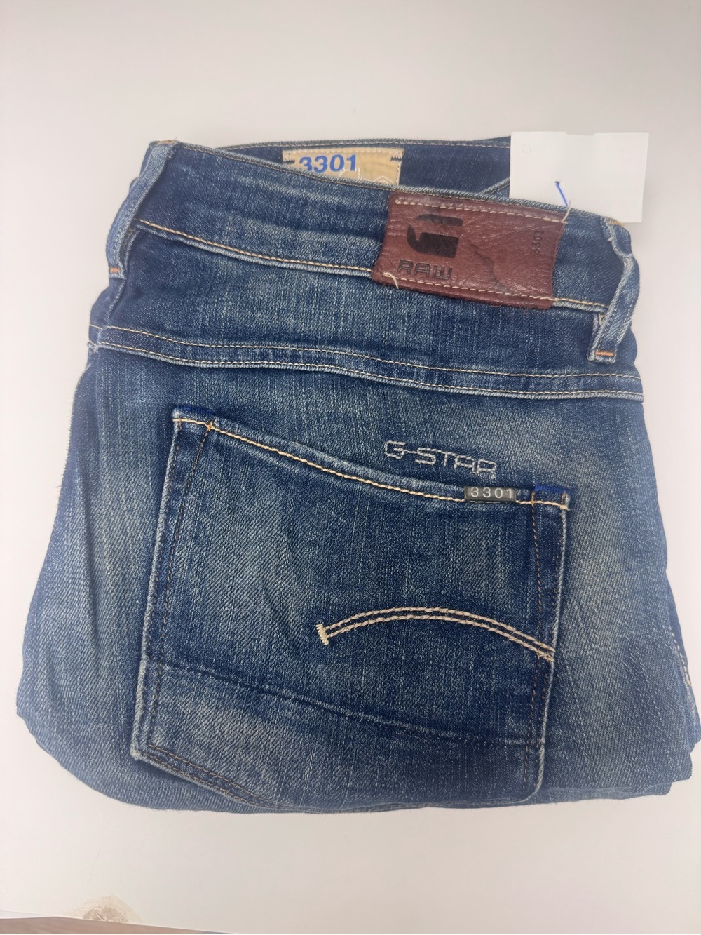 G-Star Straight Leg Washed Blue Denim Jeans